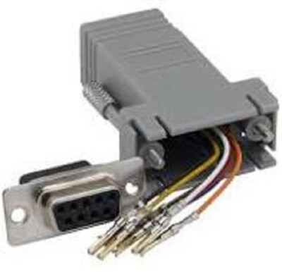 DB9-Female to RJ45 (8 wire) RS232 Modular Adapter  Grey