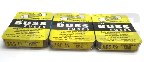 NEW LOT OF 15 BUSS AGC 3/4 FUSES