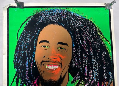 Vtg Retro Bob Marley Roots Rasta Reggae Velvet Black Light Poster