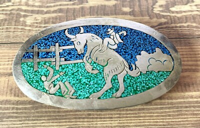 Genuine Turquoise vintage alpaca Mexico silver buckle s-l400.jpg main image 2