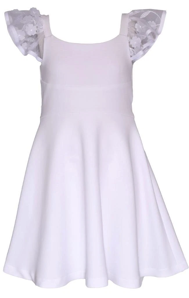 NEW Bonnie Jean Girls Size 8 "WHITE SCUBA" Applique Sleeve Skater Dress NWT