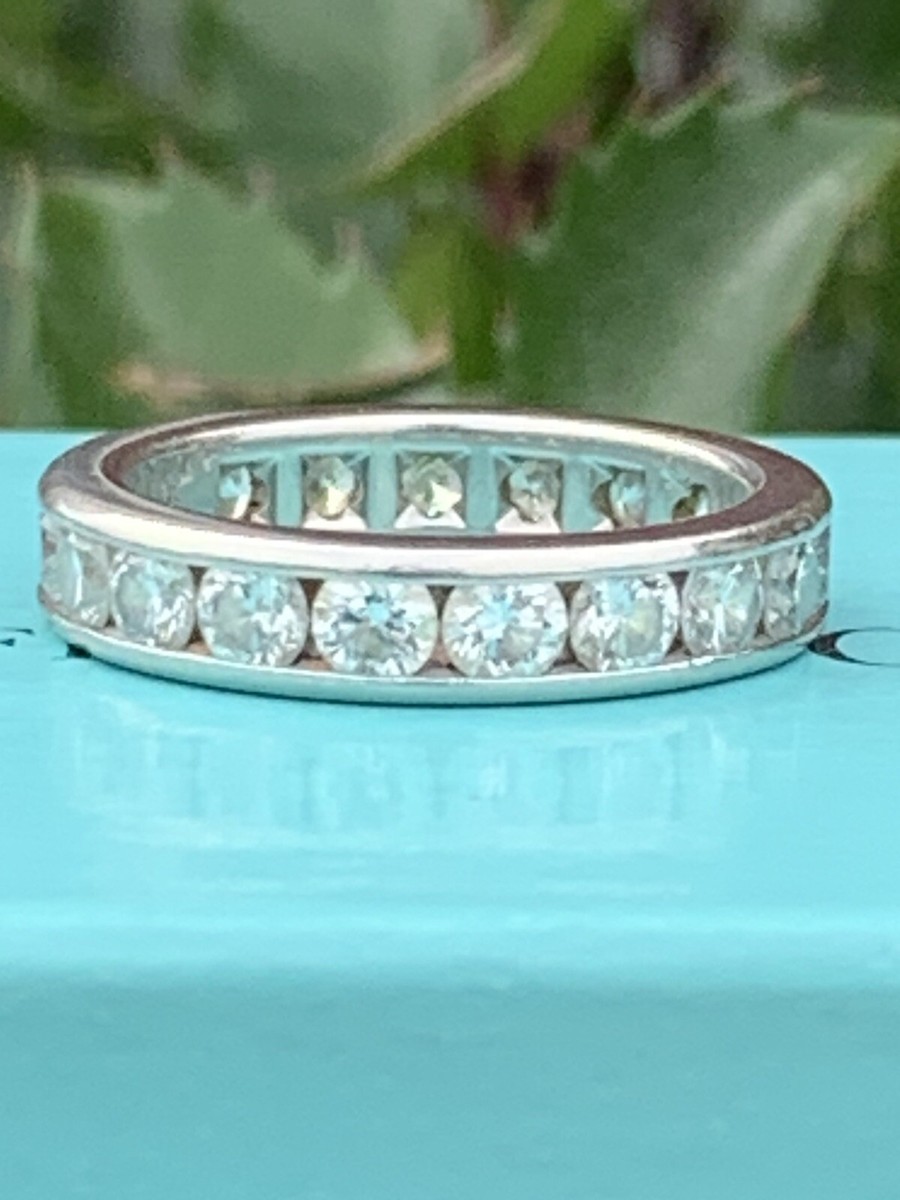 Tiffany Co Platinum Diamond Channel Eternity Wedding Band