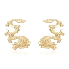 Ioka - 14K Yellow Gold Dragon Post Push Back Earrings