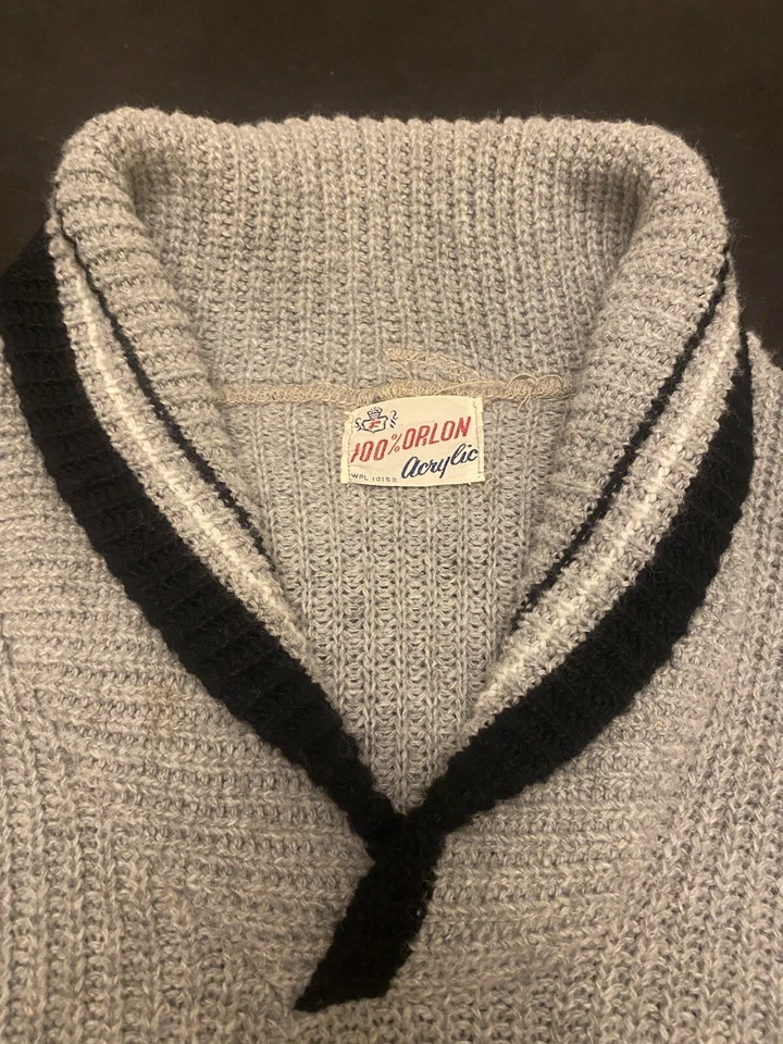 Suéter de Colección Años 50 Rockabilly Cuello Chal 100% Orlon Acrílico Mediados de Siglo Talla s Foto 2 de 4