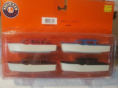 Lionel 6-37834 BOAT 4-PACK (Set of 4) for Train Layout Flat Car/Waterways NIB