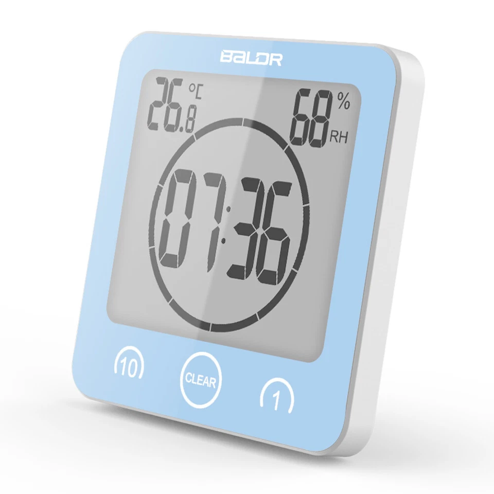 Baldr Waterproof Shower Clock for Bathroom Kitchen Count Down Timer Wall Clock - Image 3 of 4