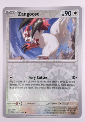 ポケ Zangoose 149 Pokemon TCG SV08: Surging Sparks Common Reverse Foil