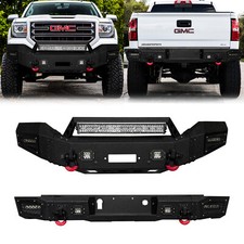 Luywte For 2016-2018 Gmc Sierra 1500 Steel Front/rear Bumper W/winch Plate&light