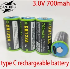 REAL CAPACITY ZNTER 16340 CR123A 3V 700mAh Li polymer TYPE-C Rechargable Battery