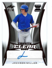 JACKSON MILLER 2020 LEAF TRINITY BASEBALL CLEAR ACETATE ROOKIE AUTO /40