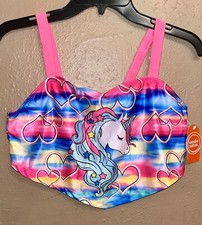 Wonder Nation Girls Unicorn Swimsuit Top Only UPF 50 Size XXL 18 Hearts Stars