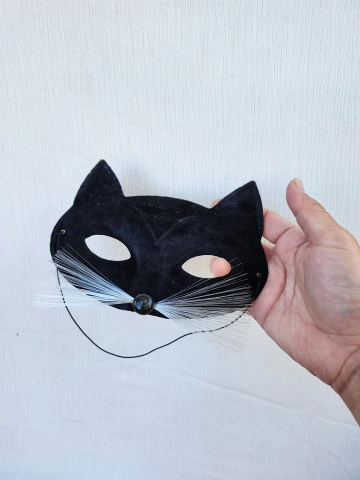 Vtg Masquerade Eye Mask Black Cat Whiskers and Clown Pretend Costume 2 Pcs - Image 3 of 4