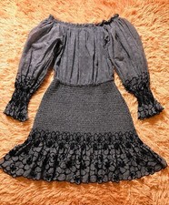 Alexis Polka Dots Off The Shoulder Smocked Mini Dress. Size S