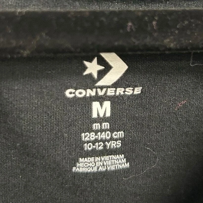 Converse Girls Black Multicolor Star Logo Long Sleeve Graphic Tee Medium 10/12 - Image 3 of 4