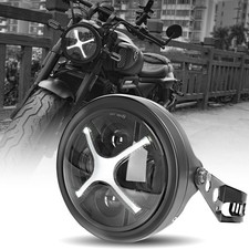 7 Inch LED Motorcycle Headlight with Housing, White Light X Style DRL Hi/Low ...
