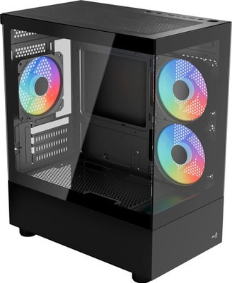 Aerocool Viewport Mini-G-BK-v4 ARGB, Tower-Gehäuse schwarz, Tempered Glass x 2