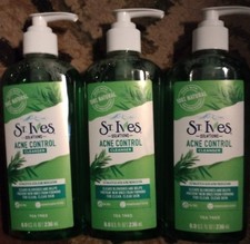 3 pack St. Ives Solutions Acne Control Cleanser Tea Tree 8 fl oz / 236 mL Each