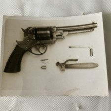 Vintage Gun Photo Black and White Polaroid Bullet and Attachments