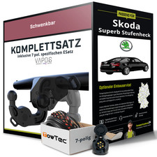 Für SKODA Superb St. II Typ 3T4 Anhängerkupplung schwenkbar +eSatz 7pol 08- NEU