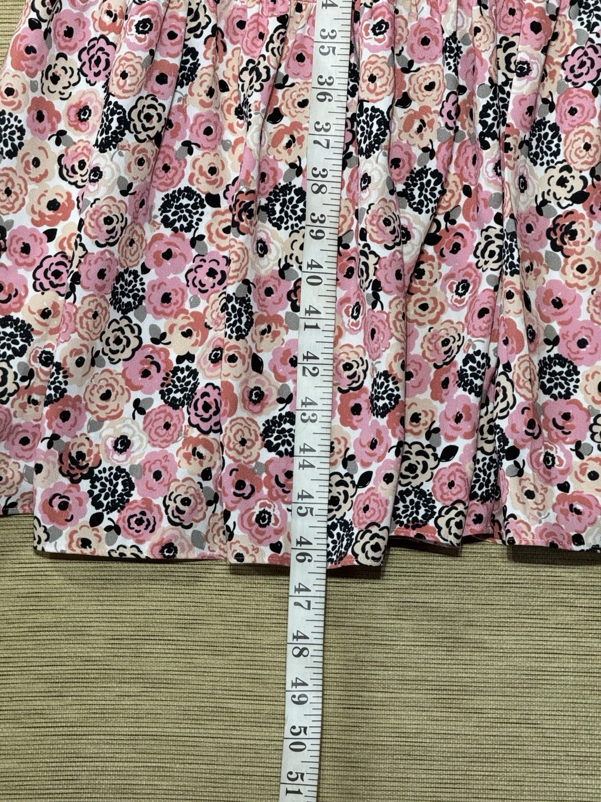 Abito Kate Spade avvolgente taglia L rosa floreale a strati scollo a V midi rosetta fiori