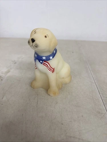 Fenton Opal Satin Yankee Doodle American Dog eBay Signed /500 Hand Painted