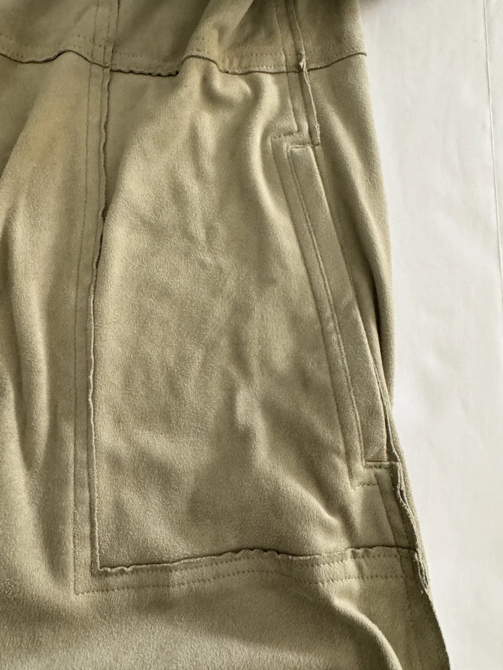 Chaqueta Camisa Suave Envolvente Imitación Gamuza A Presión Beige Tostado Para Mujer’s Bolsillos M Foto 3 de 4