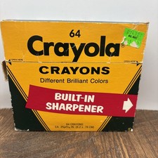 Vintage Crayola 64 Crayons Binney Smith Brilliant Colors Built In Sharpener