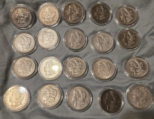 Morgan Silver Dollars Roll Of (20) 90% Silver Coins XF-AU