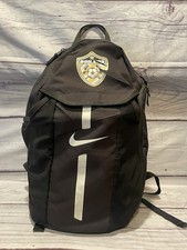 Nike Black Soccer Backpack Logo Zip Outer Pockets Adjustable Straps LOGO Read