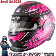 Zamp RZ-67D Auto Racing Helmet Flo Pink/Purple Carbon Graphic Snell SA2025