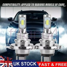 2X H4 Led Xenon Lamp White 6000K Car High Low Beam Headlight Superbright Bulb