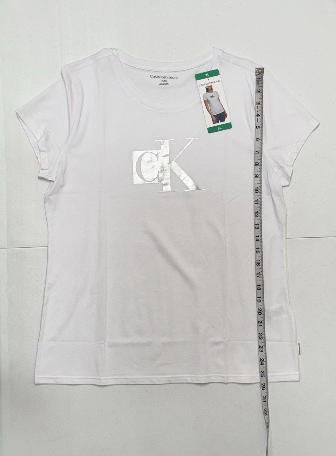 Calvin Klein Jeans Women’s White Casual Short Sleeve Round Neck Slim T-Shirt XL thumbnail 11