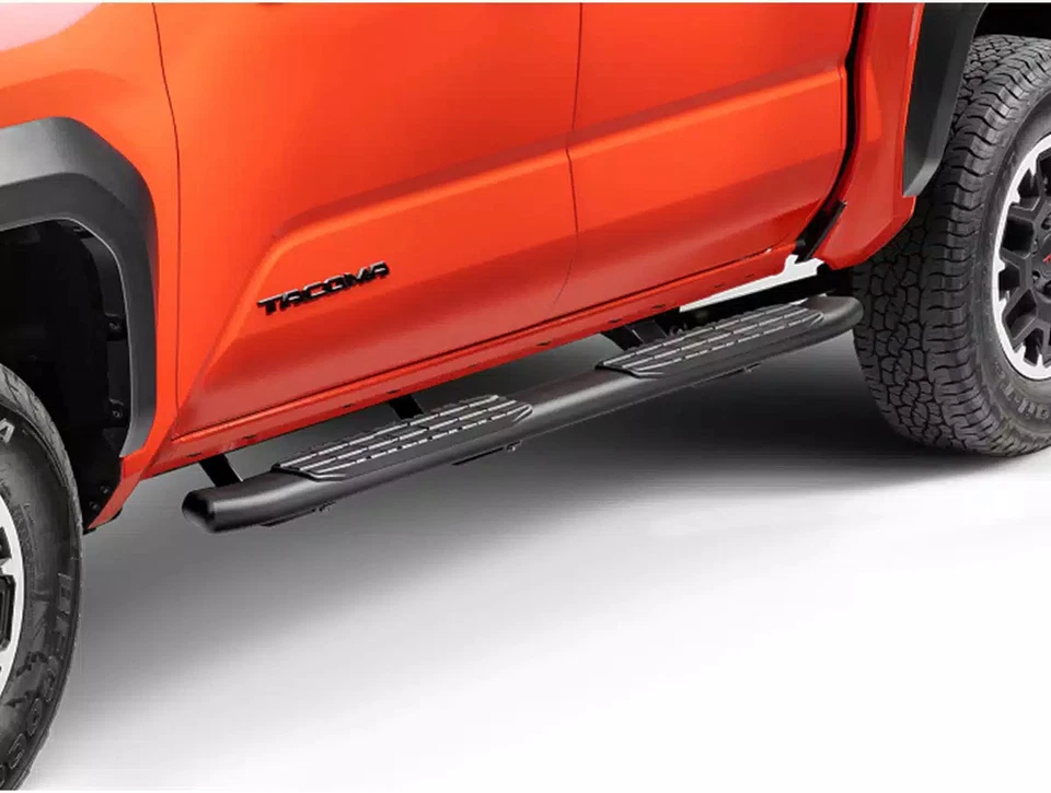 Ionic 4" Curved Black Nerf Bars Fit 2005-2023 Toyota Tacoma Double Cab Foto 2 de 4