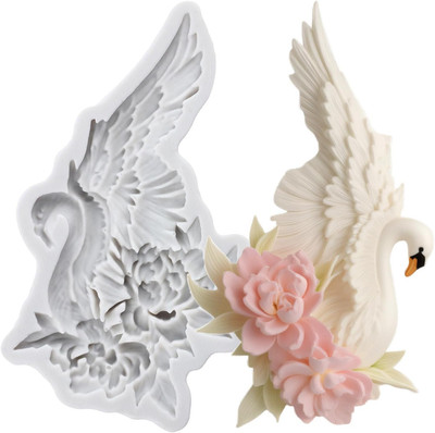 Swan Polymer Clay Molds Swan Flower Silicone Mold for Epoxy Resin Casting DIY Cr