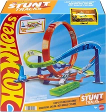 Hot Wheels Toy Car Track Set, Action Loop Cyclone Challenge w/1:64 Scale Toy Car