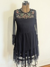 Zara Dark Romantic Dress Small Beaded Embroidered Fairy Whimsigoth Festival
