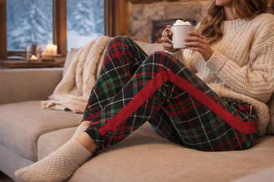 Velvet Plaid Lounge Joggers Women s Cozy Cabin Pajama Pants Holiday Winter