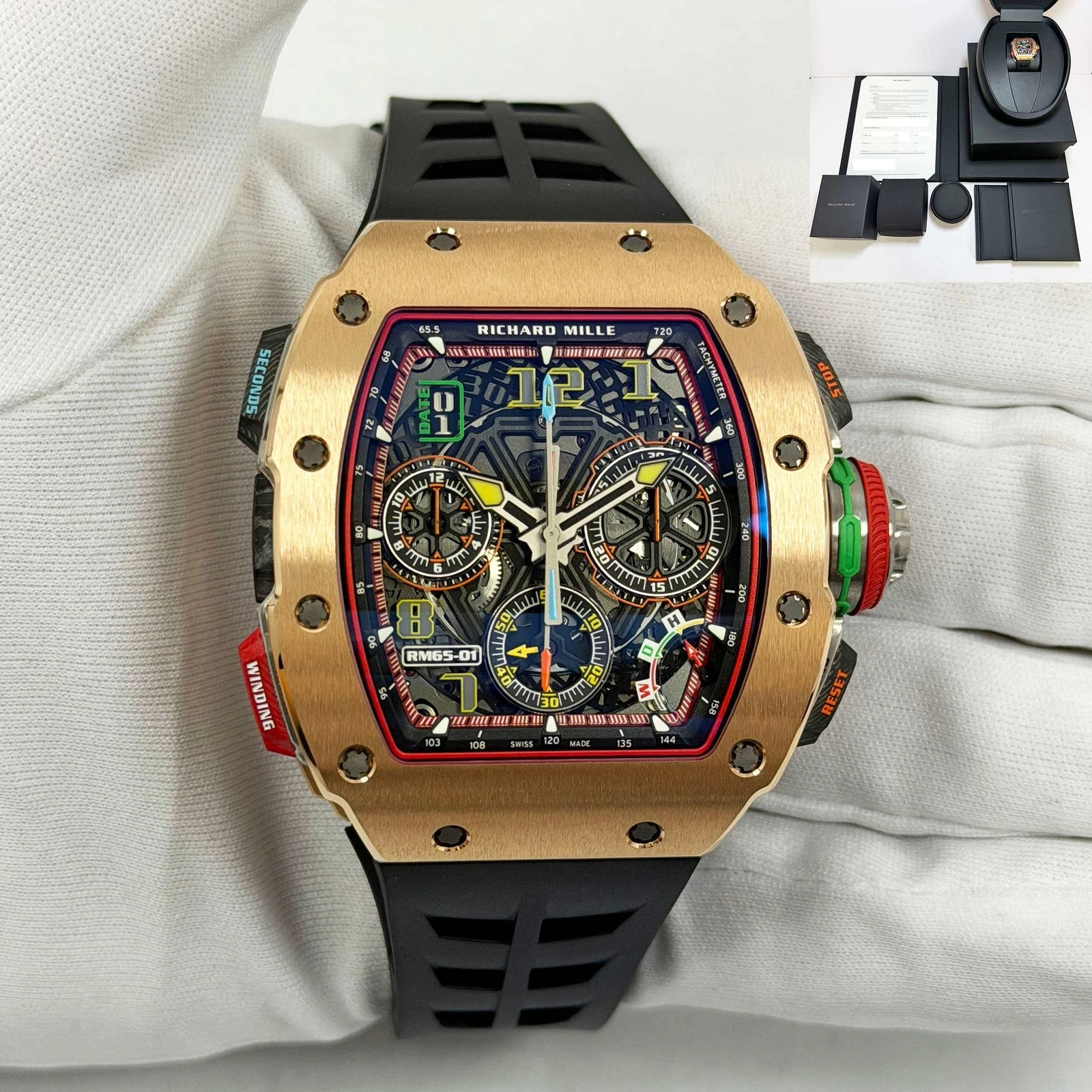 Richard Mille — 2024 Richard Mille Split Second Chronograph RM65 44MM Skeleton Dial Rose Gold B/