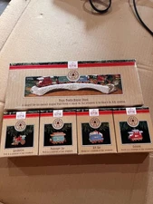 Hallmark Ornament 1991 Claus & Co Train Trestle Display Stand Set 4 Complete NIB