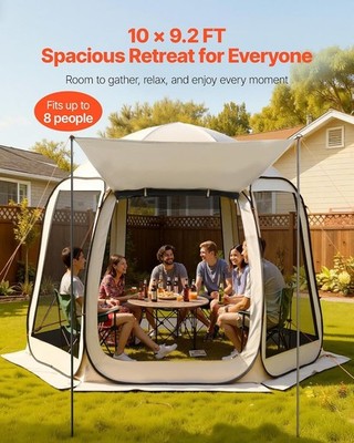 Outdoor Shelter Tent 10x9.2 PopUp ScreenHouse Room Awning for 4 8 Person Camping