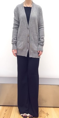 Kaschmir Strickjacke CÉLINE Logo Tasche Phoebe Philo Sweater hellgrau Celine | S