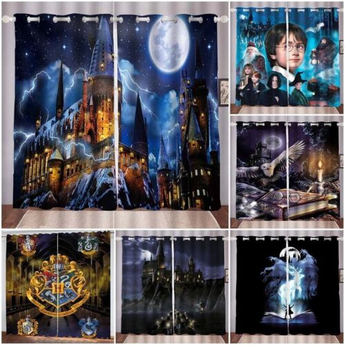 3D Harry Potter Made Pair Thick Thermal Blackout Curtains Ring Top Eyelet Gifts - Picture 3 of 42