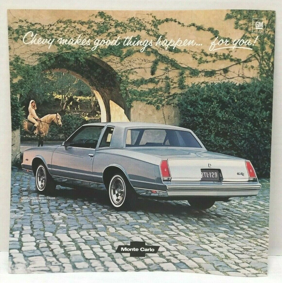 Chevrolet Monte Carlo 1982 folleto de ventas de concesionarios - OEM Chevy 82 literatura Foto 3 de 4