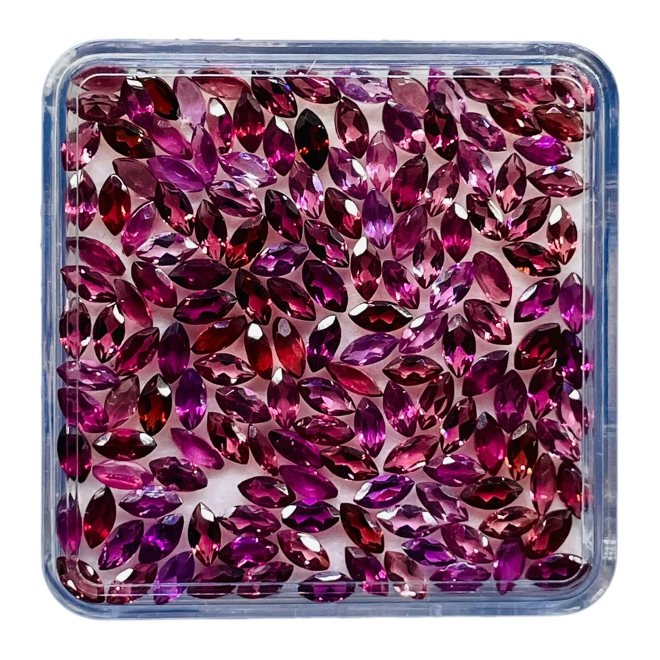 200 piezas piedras preciosas sueltas sin tratar corte marquesa granate rodolita natural 4x2 mm Foto 3 de 4