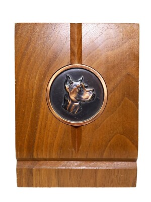Single Boxer Mastiff Dog Bookend USA Walnut Wood Hyde Park Vtg 80s