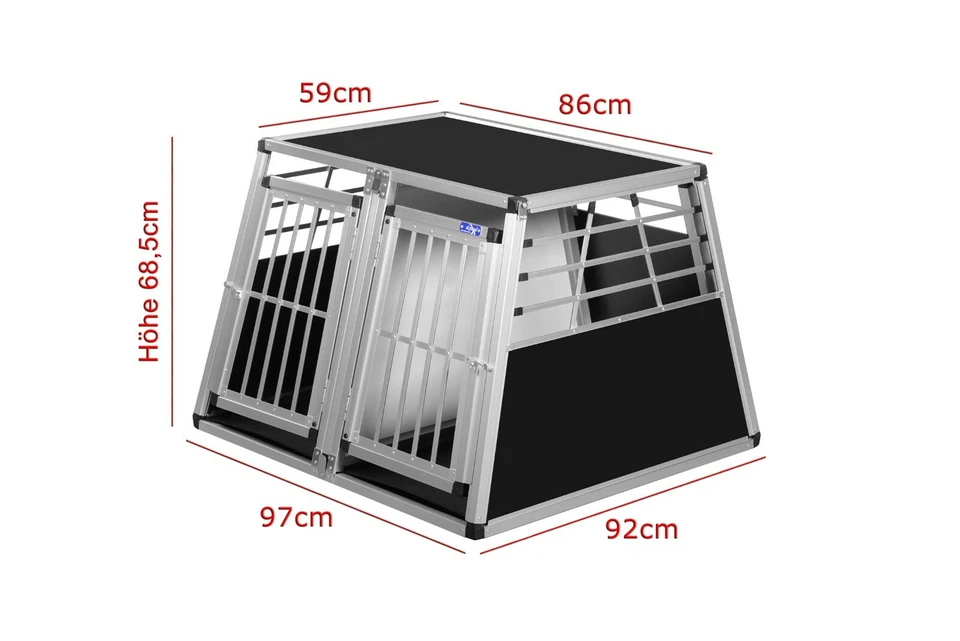 N3 Hundetransportbox Doppelbox Aluminium Transportbox Hundebox Hunde Alubox - Bild 2 von 4