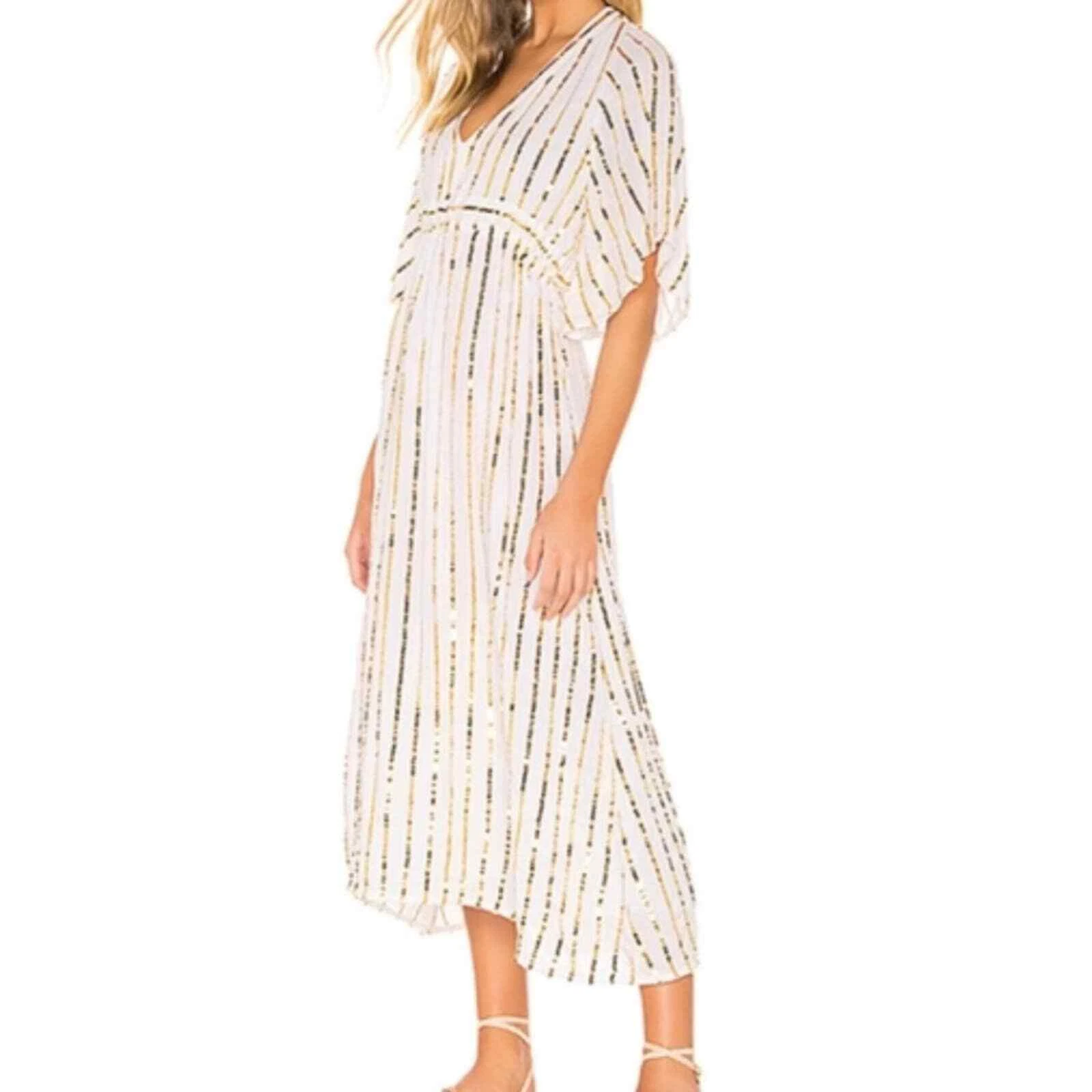 OFF WHITE Abito Revolve Sundress Carolina in bianco e oro taglia unica