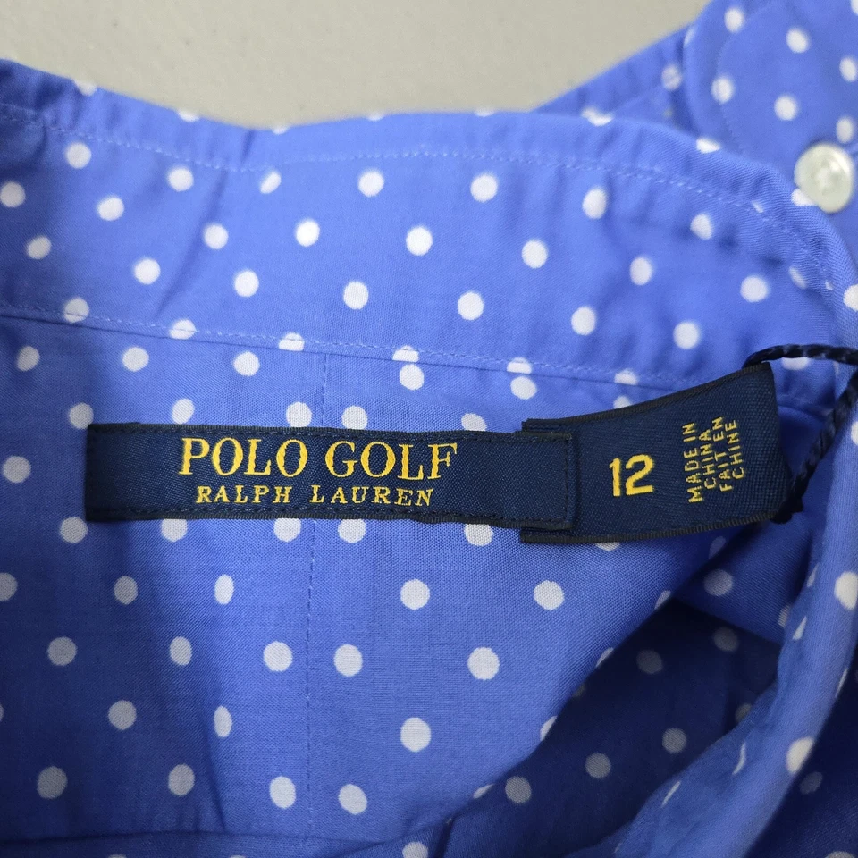 Blusa polo de golf Ralph Lauren para mujer 100 % algodón Pima azul talla 12 Foto 4 de 4
