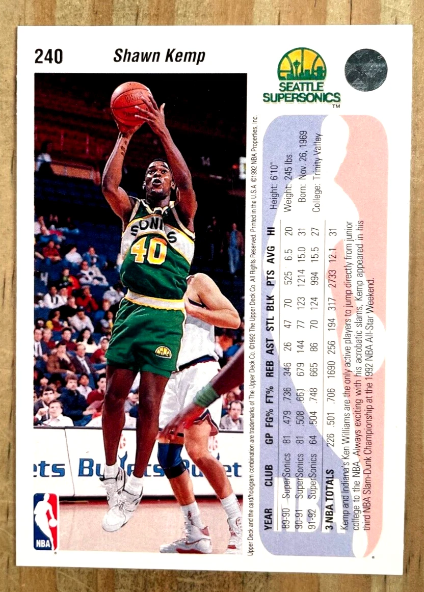 199293 UPPER DECK SHAWN KEMP CARD94 NMMT SONICS CAVALIERS BLAZERS