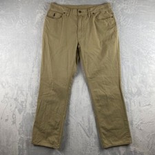 Polo Ralph Lauren Pants Mens 36x32 Beige Tan 5 Pocket Straight Twill Blue Pony